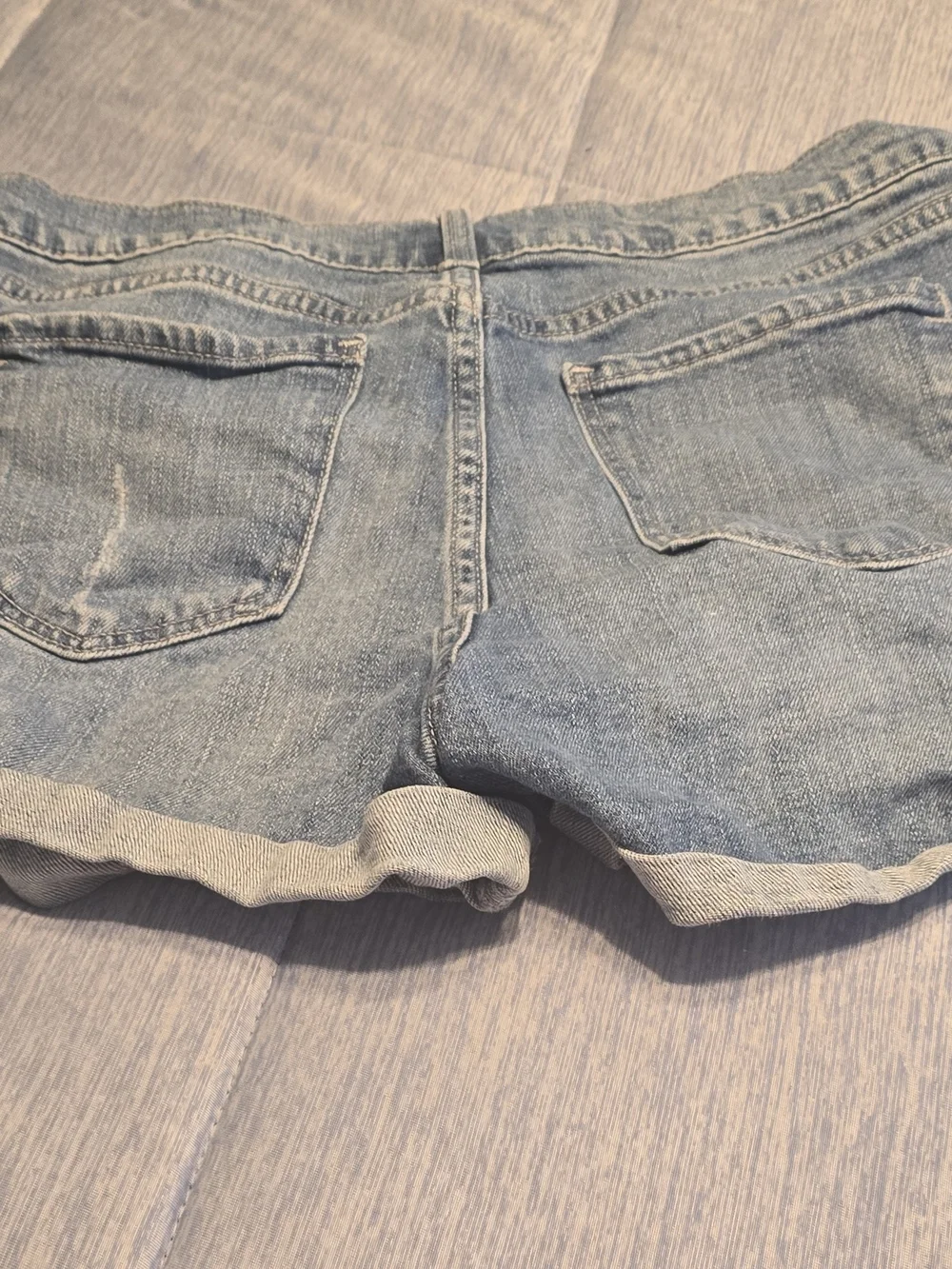Old Navy Light Blue Distressed Denim Roll-Cuff Shorts